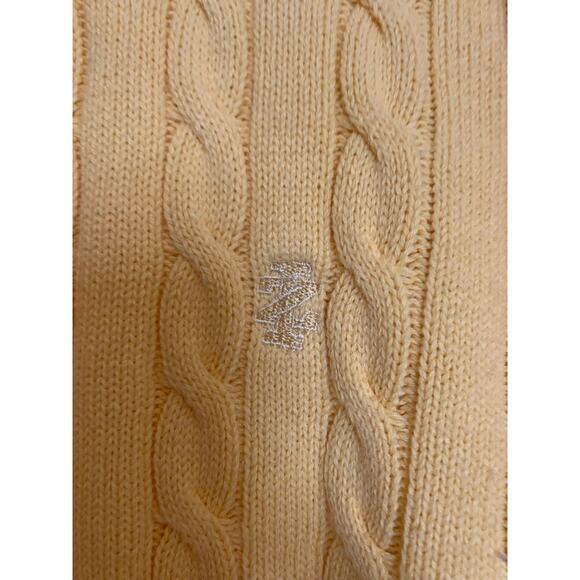 Izod Yellow Cable Knit Men's Large Quarter Zip Pullover 100% Cotton Sweater - Picture 4 of 11